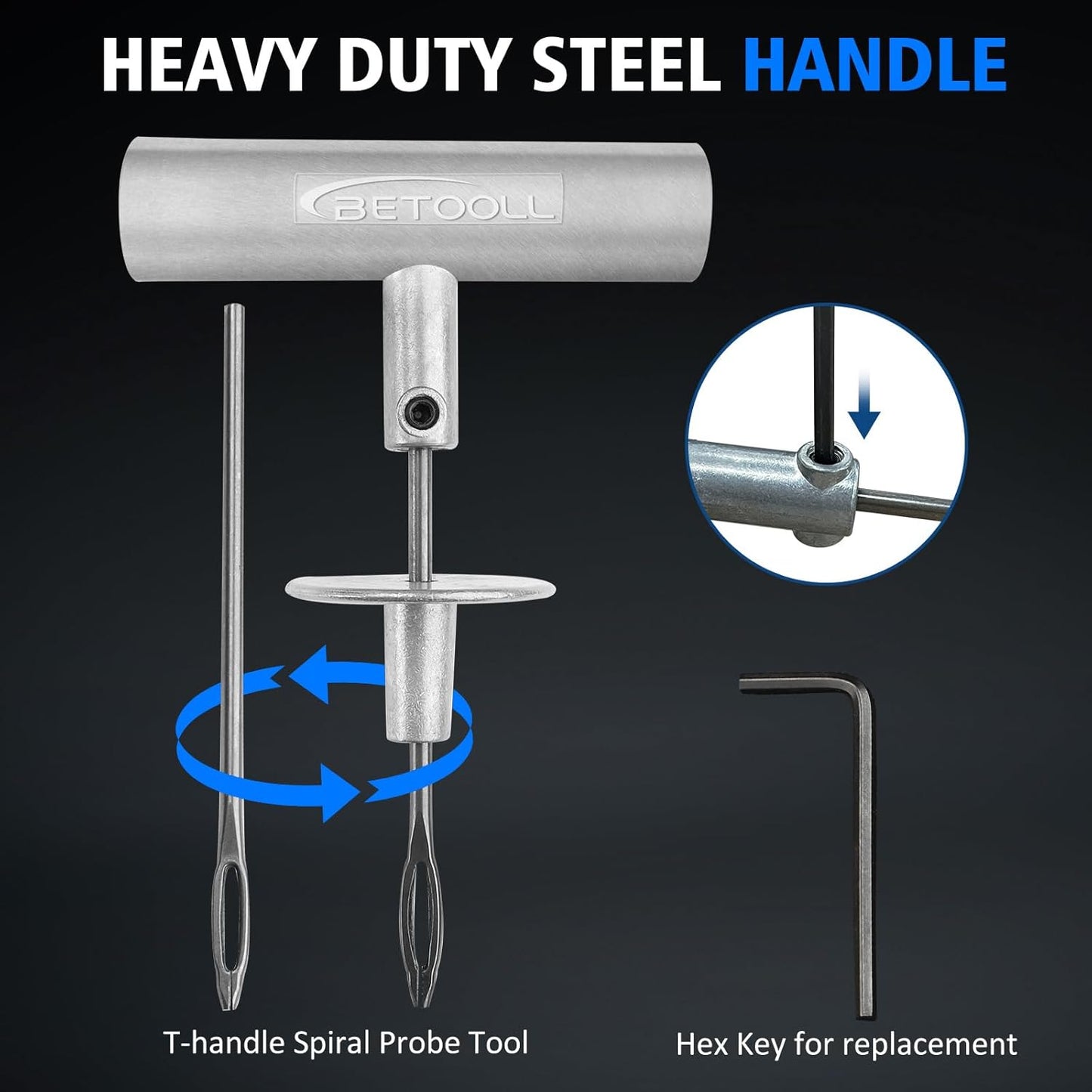 BETOOLL Tire Repair Kit, 44 Pcs Professional Heavy Duty Universal Emergency Flat Tire Repair Kit to Fix Punctures, for car Motorcycle, Truck, Golf Cart, ATV, Tractor, ARB, RV, SUV, Trailer etc.