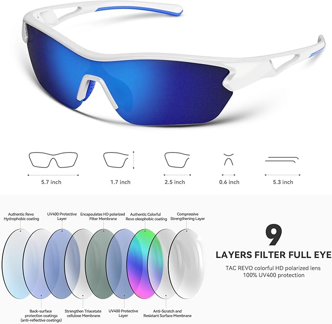 BEACOOL Polarized Sports Sunglasses for Men Women Youth Baseball Cycling Running Fishing Golf Motorcycle TAC Glasses UV400