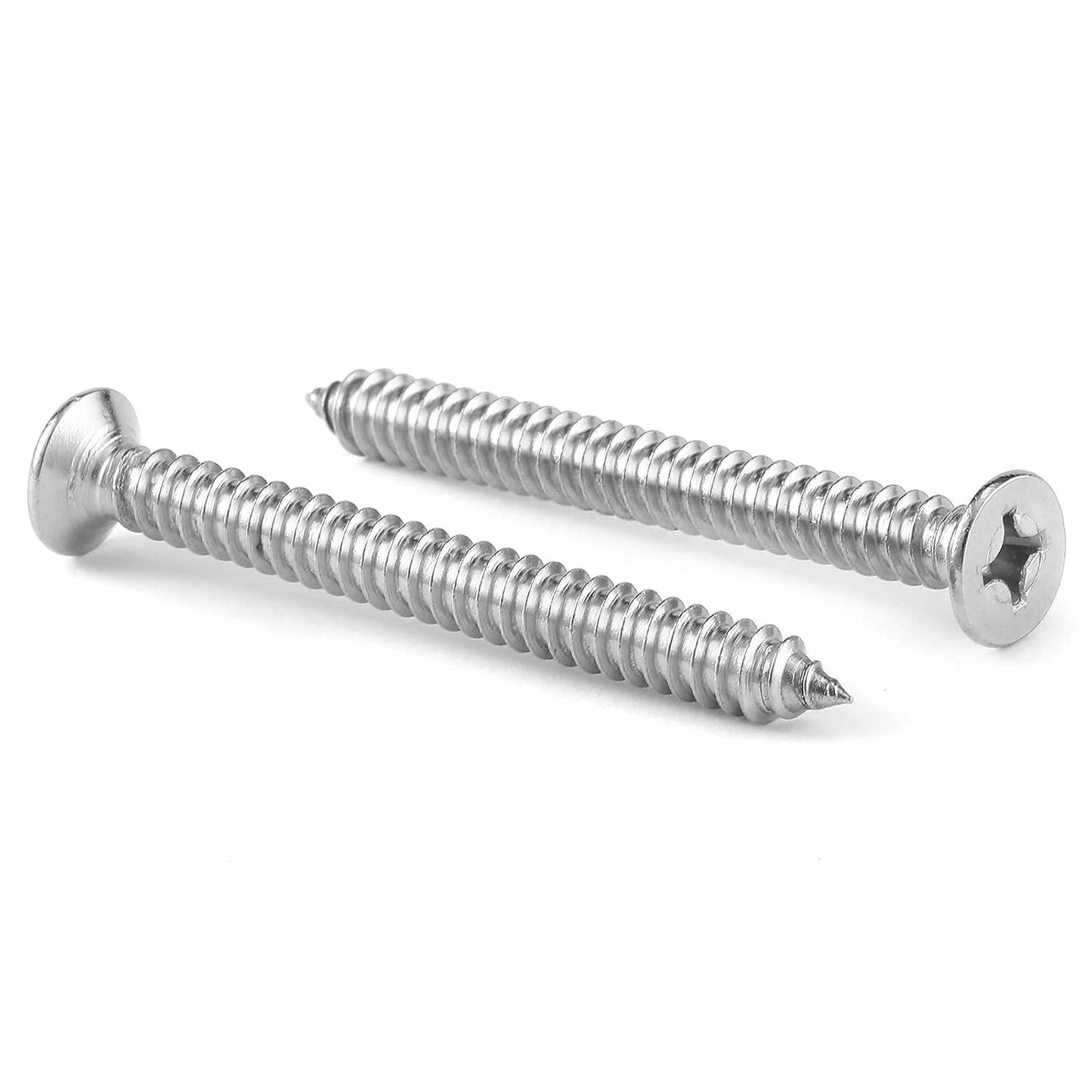 #12 x 1-3/4" Wood Screw 100Pcs 18-8 (304) Stainless Steel Screws Flat Head Phillips Fast Self Tapping Drywall Screws by SG TZH
