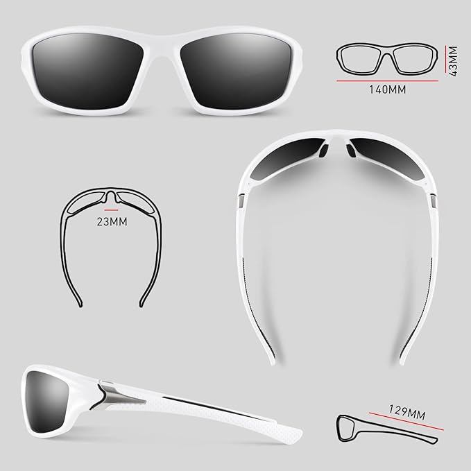 Polarized Sports Sunglasses for Men Women,Fishing Driving Rectangular Goggles UV400 Protection