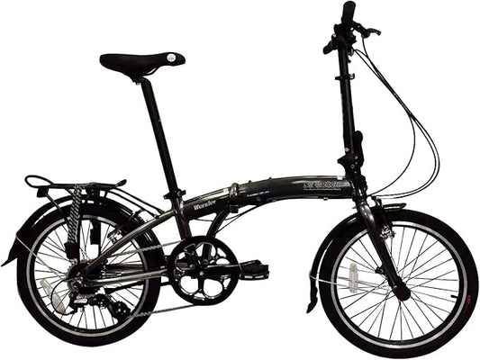 SOLOROCK 20" 8 Speed Aluminum Folding Bike - Wonder V Brakes, with Fenders & Alloy Rear Rack, Stainless Steel Spokes & Stainless Steel Fender Stays