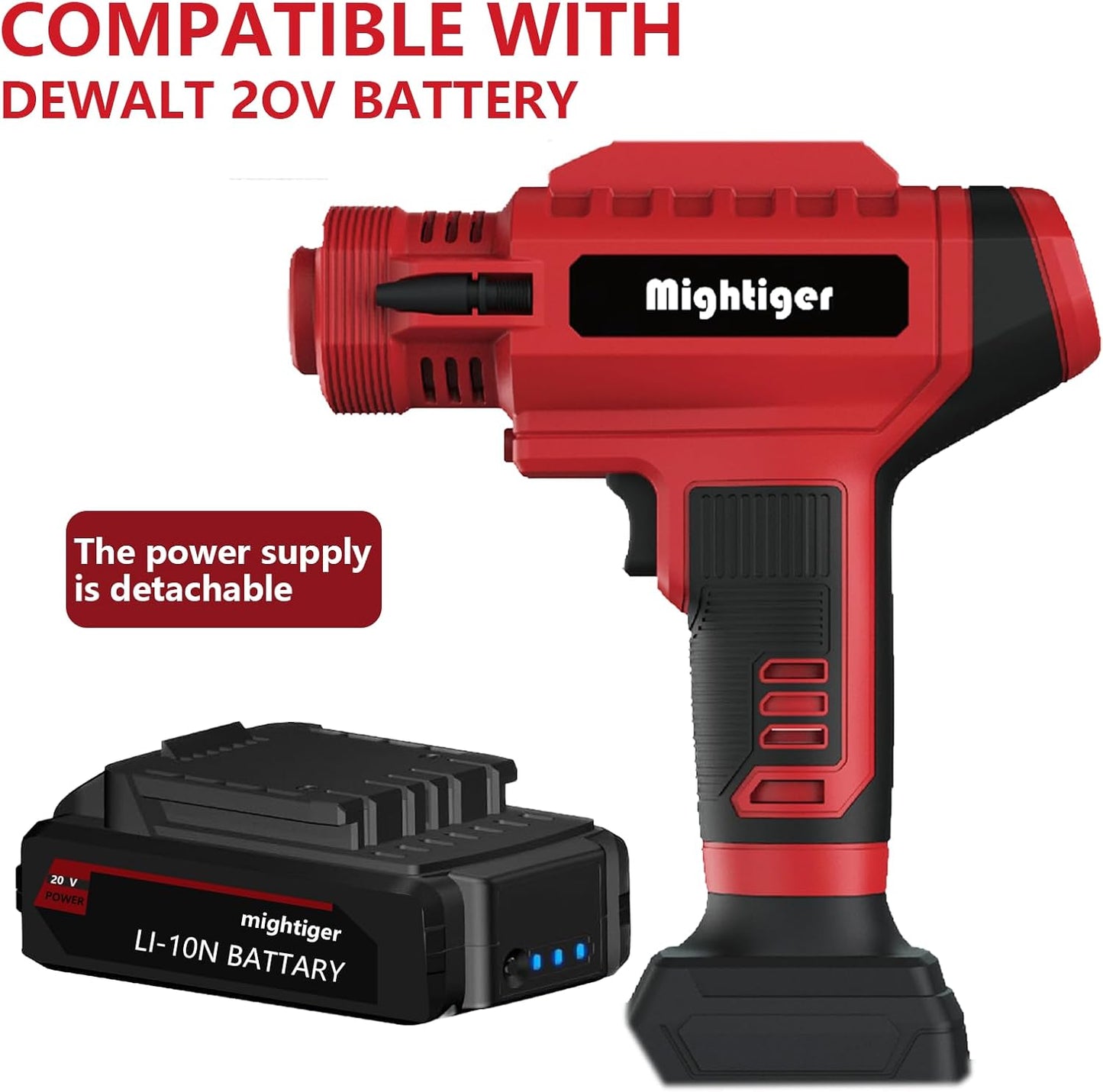 Tire Inflator 20V Cordless Mini Air Compressor DC 12V Portable Handheld Car Air Pump 150PSI with Rechargeable Battery, Auto Shut Off, LED, Digital Pressure Gauge for Cars Bikes (Red)