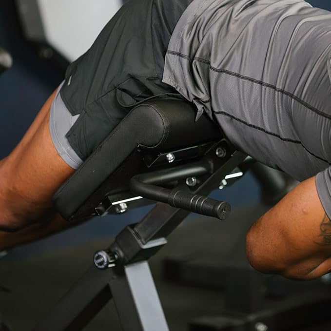 Titan Fitness Roman Chair Back Extension Machine, Adjustable Hyperextension Bench, Soft Durable Padding, Non-Slip Footplate, Adjustable Height, Home Gym Exercise Equipment