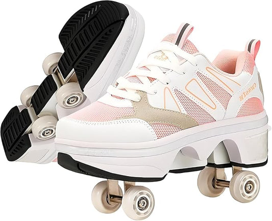 CHSSIH Roller Skate Shoes for Girls, Kids, Women, Men & Adults – Retractable Shoes with Wheels | Pop-Out High Roller Skating Shoes That Turn Into Sneaker Skates
