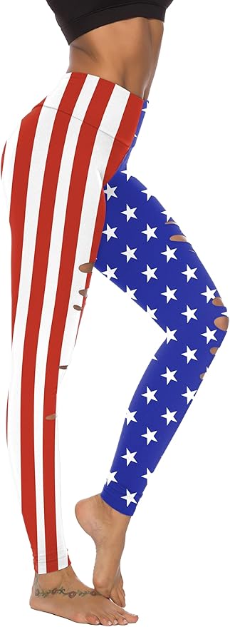 DIBAOLONG Womens High Waist Yoga Pants Cutout Ripped Tummy Control Workout Running Yoga Skinny Leggings