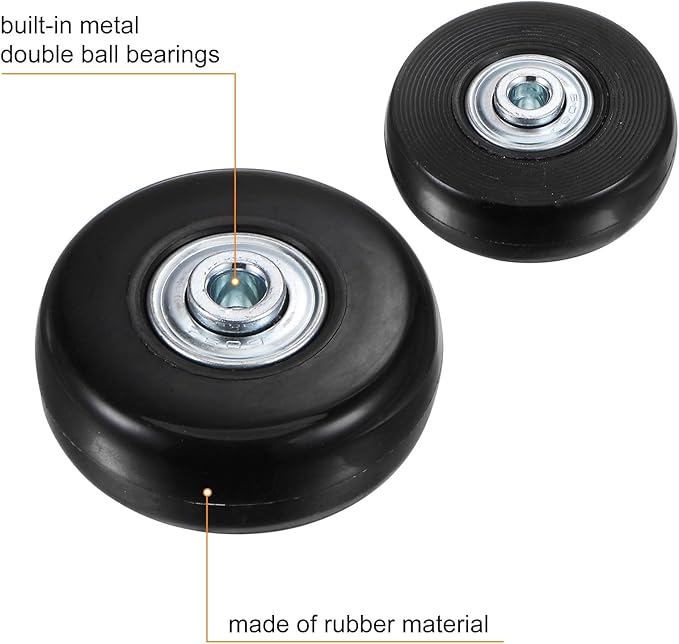 uxcell Replacement Luggage Wheels 50x18mm Suitcase Wheel Repair Kits Include 2 PU Bearing Wheels & Washers, Wrenches & Axle Screw for Trolley Bag, Inline Skate and Caster Board