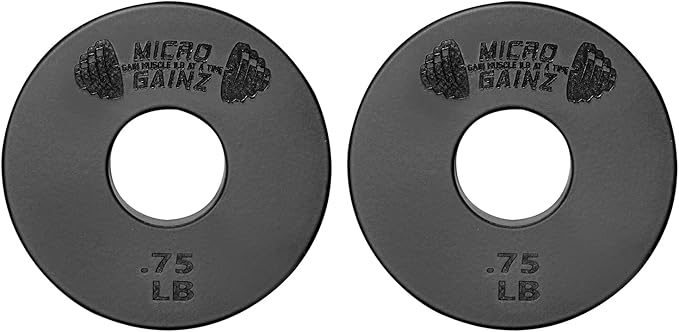 Micro Gainz Standard 1-Inch Center Hole Weight Plates, Set of 2 Black Fractional Plates Choose Set (.25LB-1.25LB), Designed for Standard 1-inch Barbells & Dumbbells, Made In USA