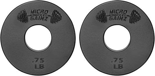 Micro Gainz Standard 1-Inch Center Hole Weight Plates, Set of 2 Black Fractional Plates Choose Set (.25LB-1.25LB), Designed for Standard 1-inch Barbells & Dumbbells, Made In USA