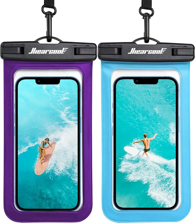 Hiearcool Universal Waterproof Phone Pouch, Dry Bag Compatible for iPhone 17 16 15 14 13 Pro Max XS Plus Samsung Galaxy S22 Cellphone Up to 8.3", IPX8 Water Proof Cell Phone Case for Beach-2Pack