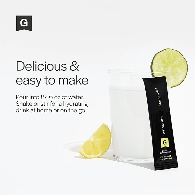 Gainful Hydration + Caffeine Packets with Key Electrolytes Magnesium & Sodium + L Theanine, Low Sugar Drink Mix, Lemon Lime, 21 Sticks