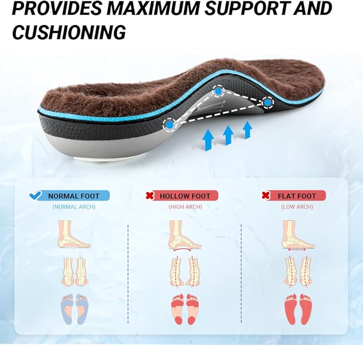VALSOLE Heavy Duty Support Pain Relief Orthotics - 220+ lbs Plantar Fasciitis High Arch Support Insoles for Men Women, Flat Feet Orthotic Insert, Work Boot Shoe Insole, Absorb Shock with Every Step