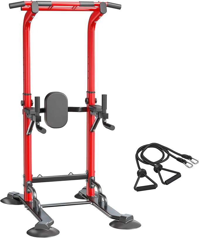 SogesPower Power Tower Pull Up Bar Station, 12-Level Adjustable Multi-Function Pull Up Dip Station for Home Gym, Pull Up Bar Stand Dip Bar Strength Training Fitness Equipment