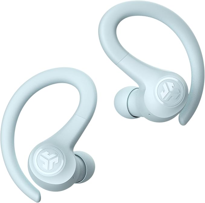 JLab Go Sport+ Wireless Workout Earbuds Featuring C3 Clear Calling, Secure Earhook Sport Design, 35+ Hour Bluetooth Playtime, and 3 EQ Sound Settings (Light Blue)