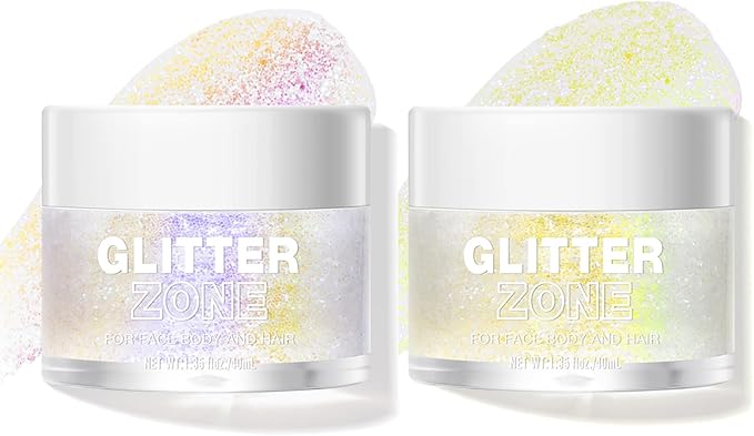 LANGMANNI Holographic Body Glitter Gel for Body, Face, Hair and Lip.Color Changing Glitter Gel Under Light. Vegan & Cruelty Free-1.35 oz (3# Neon Violet+4# Sapphire Blue)