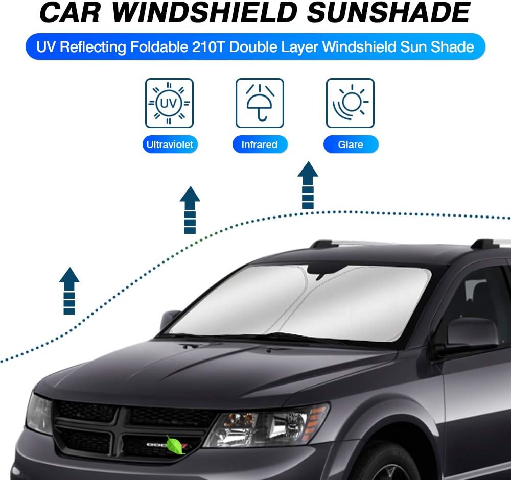 KUST Windshield Sun Shade for Dodge Journey 2009-2020 Sunshade Window Sun Visor Protector Foldable Blocks UV Rays Keep Your Car Cooler