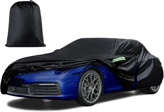 6 Layers Car Cover Custom Fit for 1998-2025 Porsche 911 (991/992/996/997 Series) Carrera 4S/Turbo/Carrera, Waterproof All Weather Rain Sun Protector with Door Zipper