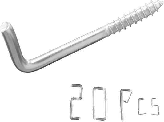304 Stainless Steel 2 in Screw-in Hooks 20 Pcs,7 Shape Screw Hooks,Right Angle Medal Hooks l Shaped Screw in Hooks for Hanging