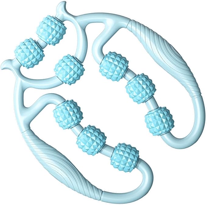 9 Wheels Muscle Roller, Leg Massager Muscle Relaxation Stretching Roller Foam Roller Deep Tissue Massager for Thigh Arms Leg Waist(Sky Blue)