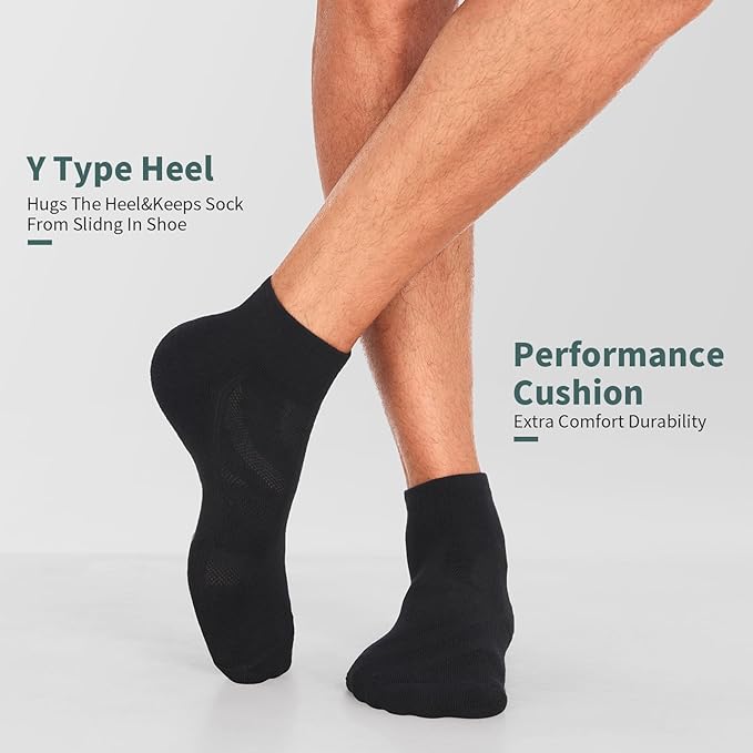 Lapulas 6 Pack Men's Ankle Socks with Cushion, Cotton Quarter Socks for Sport Training Running