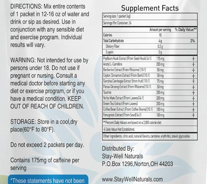 GLP-1 Supplement | Natural GLP-1 Production | GLP 1 Booster Drink Mix to Control Appetite and Cravings | Great Tasting Metabolic Support - Yerba Mate, Garcinia Cambogia, Berberine [Tropical Fruit]