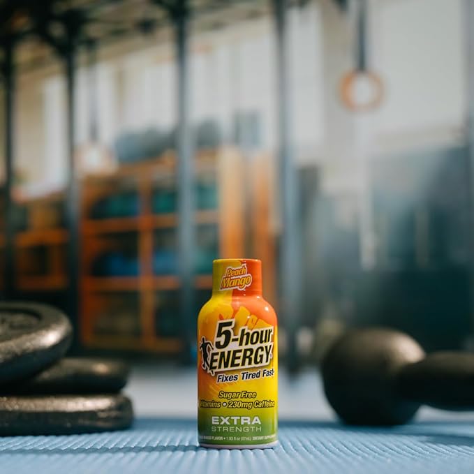 5-hour ENERGY Extra Strength Energy Shot, Peach Mango Flavor, Zero Calories & Sugar-Free 230 mg Caffeinated Shot, Amino Acids & B Vitamins, Dietary Supplements, 1.93 oz., 30 Count