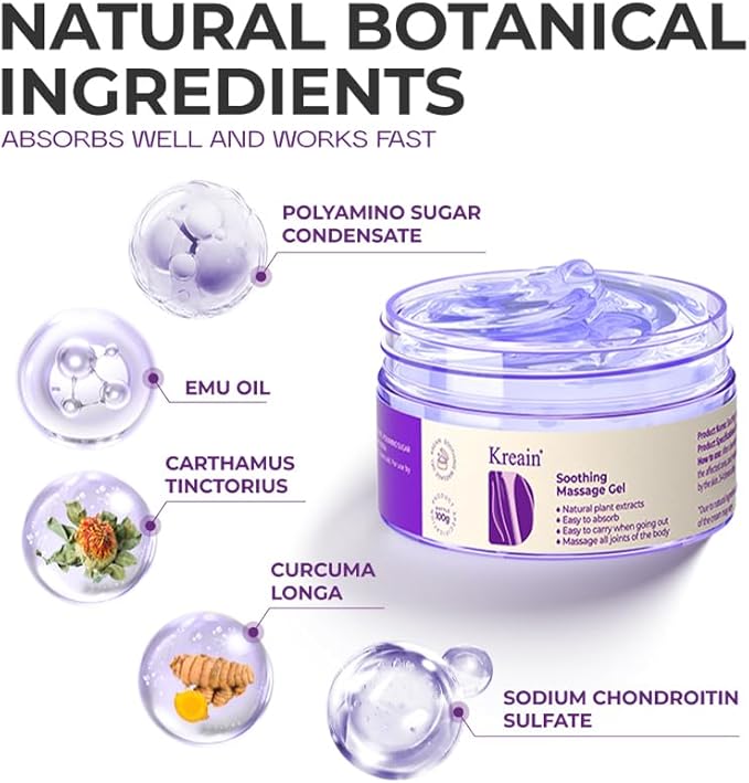 Soothing Massage Pain Relief Gel, Joint Purple Gel Cooling Soothes Cream for Knees, Hand Arthritis, Lumbar, Neck and Shoulders(3.5 Ounce, 5 Pack)