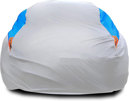 MORNYRAY Waterproof Car Cover All Weather Snowproof UV Protection Windproof Outdoor Full car Cover, Universal Fit for Sedan (Silvery, A3-Fit Sedan Length(178-185 inch)