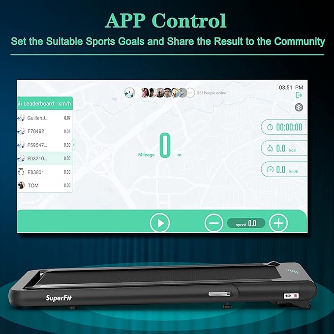 GYMAX Walking Pad, 4.75HP Under Desk Treadmill with LED Touch Screen, App Control, Built-in Speaker & Handle, 2 in 1 Folding Compact Portable Treadmill for Home Small Space