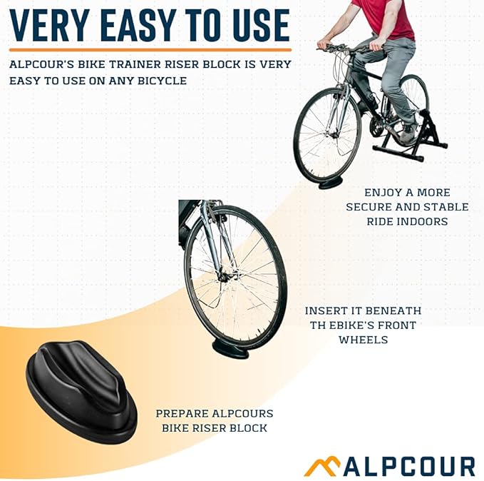 Alpcour Bike Front Wheel Riser Trainer Block with Anti-Skid Design – Compatible with Stationary, Mountain and Road Bikes – Natural Riding Position Set -up for Indoor Training