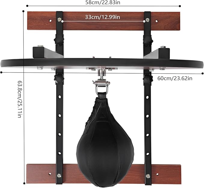 Heavy Duty Wall-Mounted Speed Bag Platform Kit, 220lbs Capacity Adjustable Height (5-Position) with PU Speed Ball - Professional Boxing Training Equipment for Home Gym, Boxing & Martial Arts