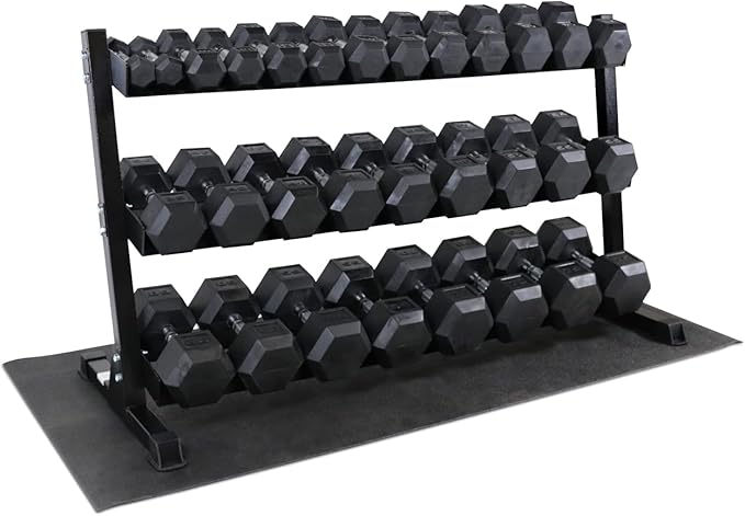 WF Athletic Supply Heavy-Duty Dumbbell Rack Stand, Weight Rack for Home Gym, Weight Holder, Available Sizes for Storage 5-50LB or 5-75LB Dumbbell Pairs, Black/Red/Green/Blue, RACK ONLY