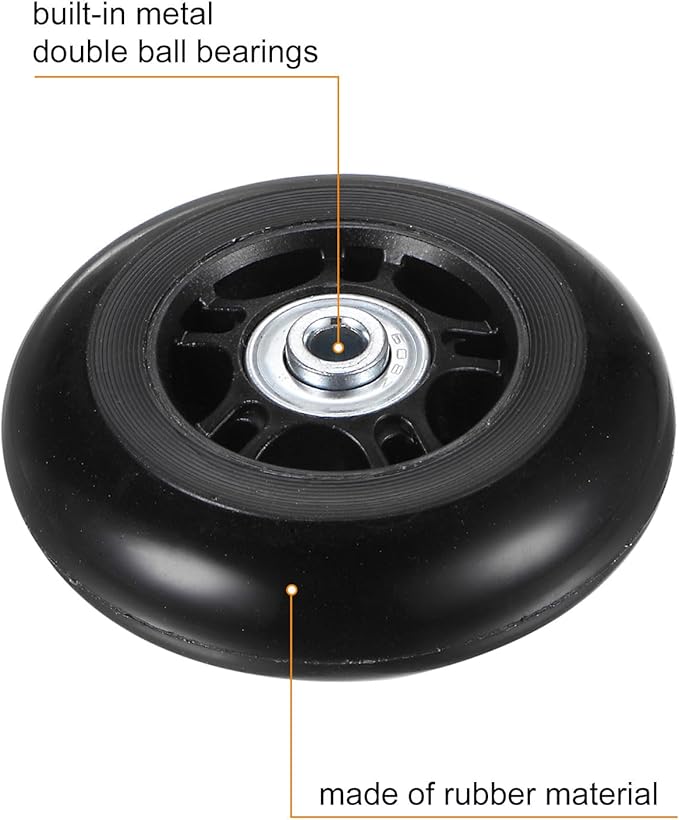 uxcell Replacement Luggage Wheels 80x24mm Suitcase Wheel Repair Kits Include 2 PU Bearing Wheels & Washers, Wrenches & Axle Screw for Trolley Bag, Inline Skate and Caster Board