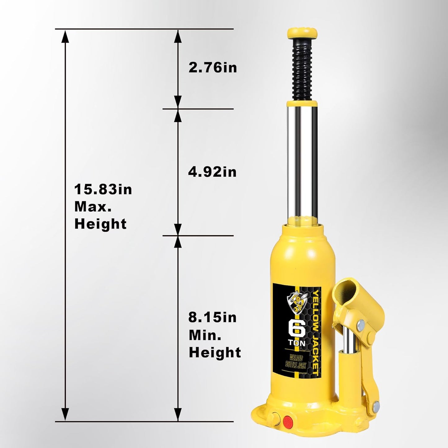 YELLOW JACKET 6 Ton Muti-Directional Welded Bottle Jack(12,000lb) for Car, Pickup, Truck, RV, Auto Repair