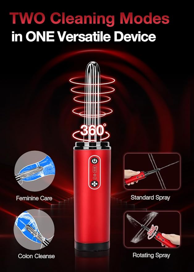 TRAMAN-Enema-Anal-Douche, Enemas-Douches for Men & Women Colon Cleanse, Shower Enema Bulb-Bottles Kit, Electric Rotating Nozzle, Pressure Spray, Two Douching Modes, External Water Supply