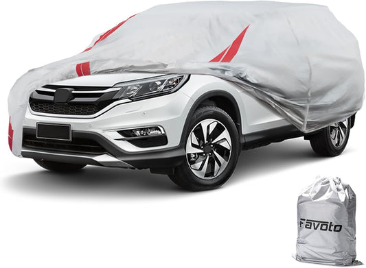 Favoto SUV Car Cover Waterproof - Custom Fit for Honda CR-V (1995-2024) All Weather for Automobiles Outdoor with Reflective Stripe Snow Sun Dust UV Protection Full Exterior Cover