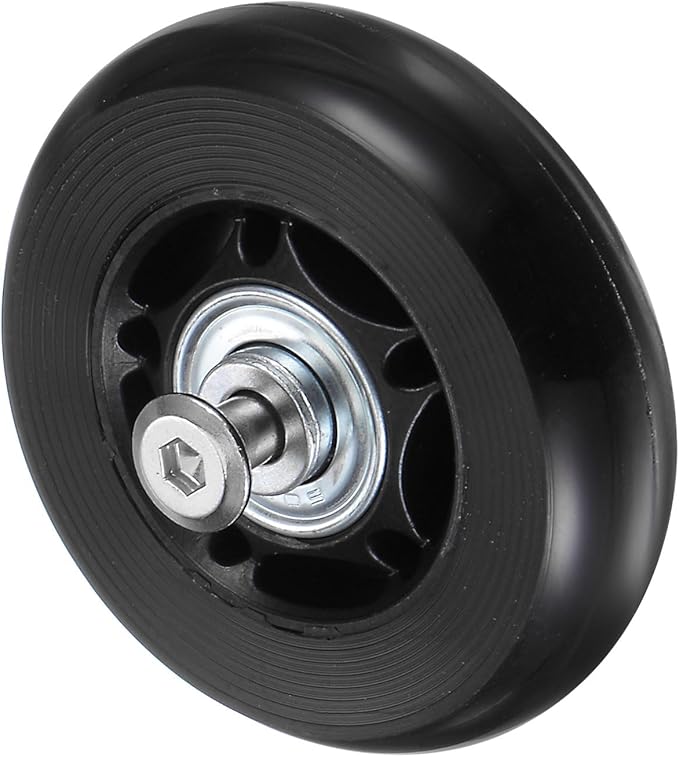 uxcell Replacement Luggage Wheels 64x18mm Suitcase Wheel Repair Kits Include 2 PU Bearing Wheels & Washers, Wrenches & Axle Screw for Trolley Bag, Inline Skate and Caster Board