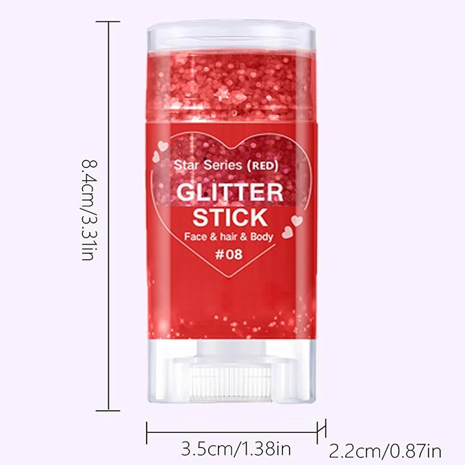 Red Body Hair Glitter Stick, Mardi Gras Makeup Chunky Sequins Face Glitter Rave Singer Concert for Kids, Halloween Glitter Paint for Kids,Waterproof Shimmer Accessories for Parties Carnival
