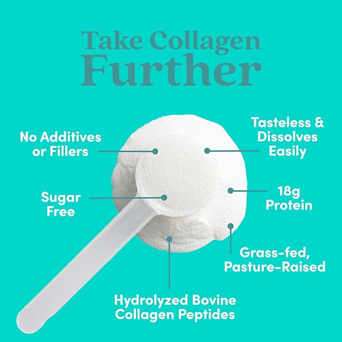 Further Food Unflavored Collagen Peptides Powder, Grass-Fed Pasture-Raised Hydrolyzed Type 1 & 3 Protein, Gut Health + Joint, Hair, Skin, Nails, Paleo Keto Sugar-Free 9.88 oz