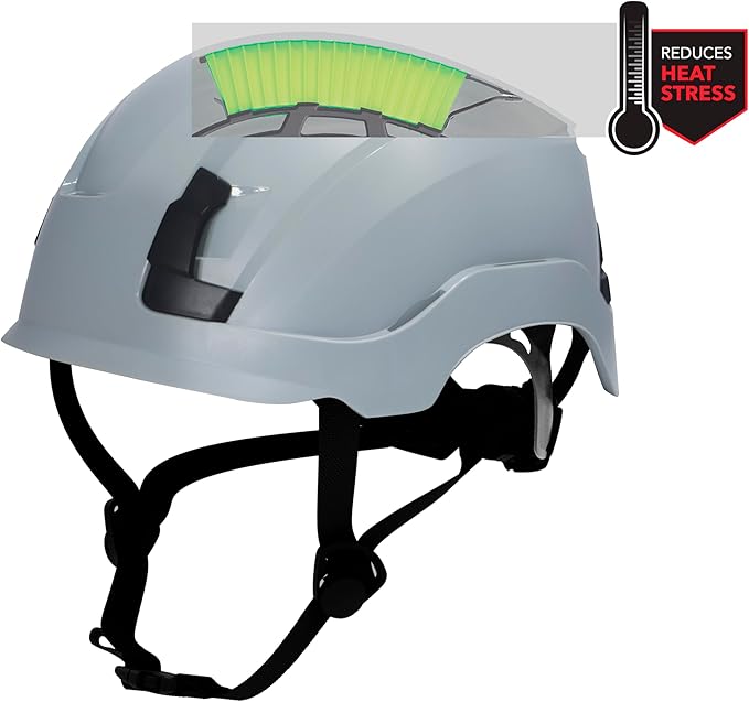 GE Safety Helmet, Impact Absorbing Tech, Adjustable Ratchet, ANSI Type 1, Memory Foam Padding, Hard Hats Protection, Lightweight, Durable, Chin Strap, Comfortable Fit OSHA Approved