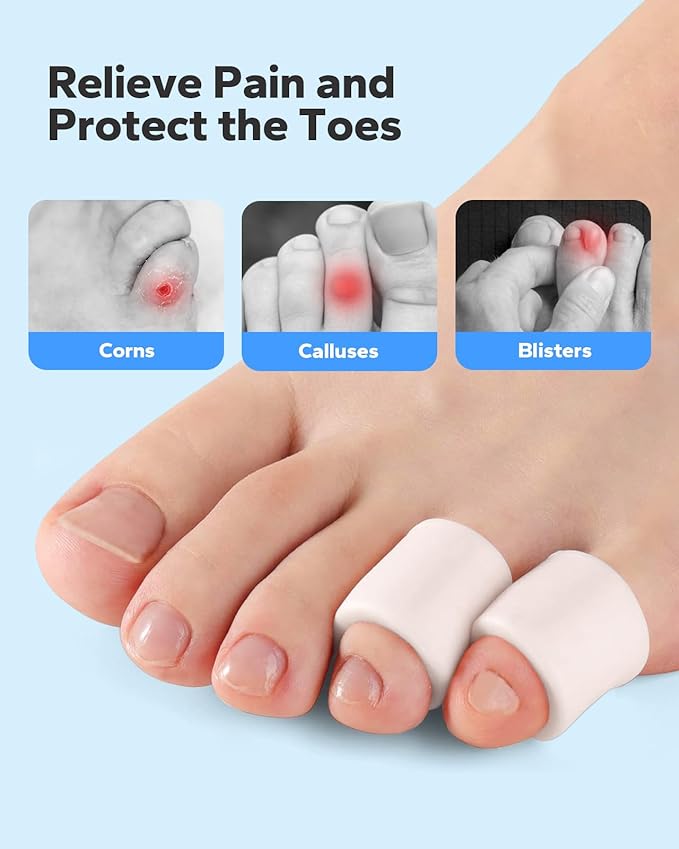 Silicone Toe Sleeves (24 Count), Pain Relief Pinky Toe Protector, Corn Protectors for Toes, Corn Pads for Pinky Toe, Gel Toe Protector for Bunion Blisters, Corns, Hammer Toes, Toenails Loss