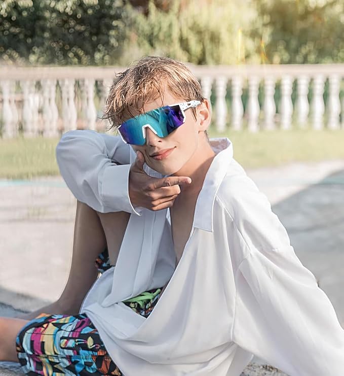 Youth Baseball Sunglasses Kids Sports Sunglasses for Boys Girls Softball Cycling Glasses UV400 Protection