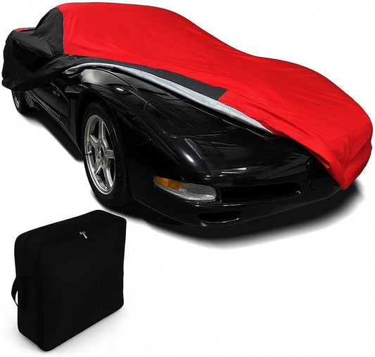 C5 Corvette Car Cover - Custom Fit Outdoor/Indoor Protection Ultraguard Plus 300 Denier Water Resistant - High End Fit for 1997-2004 C5, Z06, Convertible, Hardtop Corvettes (Red/Black)