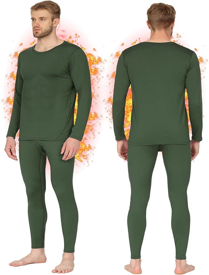 HEROBIKER Long Johns Thermal Underwear for Men Skiing Winter Warm Hunting Gear Fleece Lined Base Layer Set Top Bottom