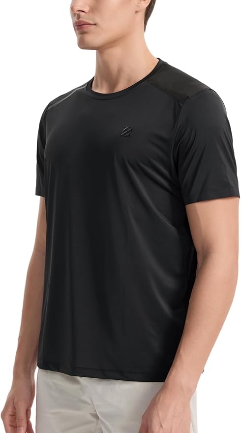 Mens Seamless Workout T-Shirts Lightweight Moisture Wicking Running Hiking Camping Tennis Pickleball Shirts for Men