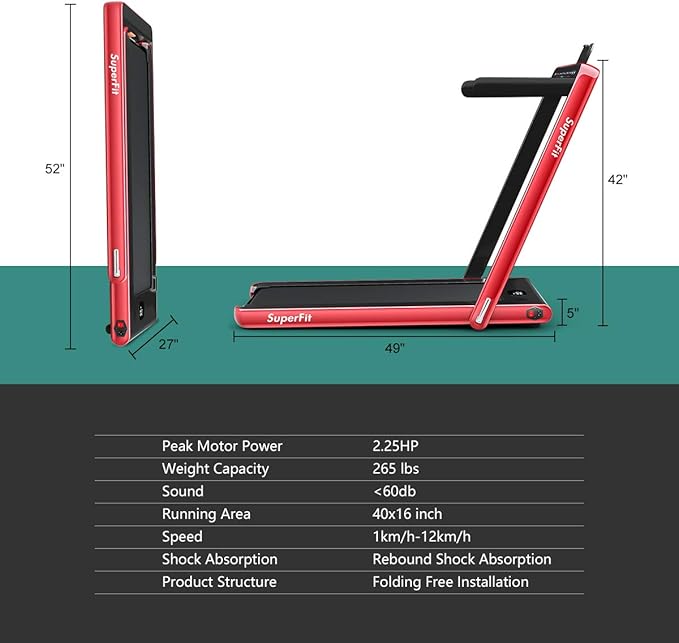 GYMAX Walking Pad, 2.25HP Dual Display Foldable Treadmill for Home with Remote/Smart App Control, Portable Compact Treadmill for Office Under Desk, Folding Running Machine for Small Spaces