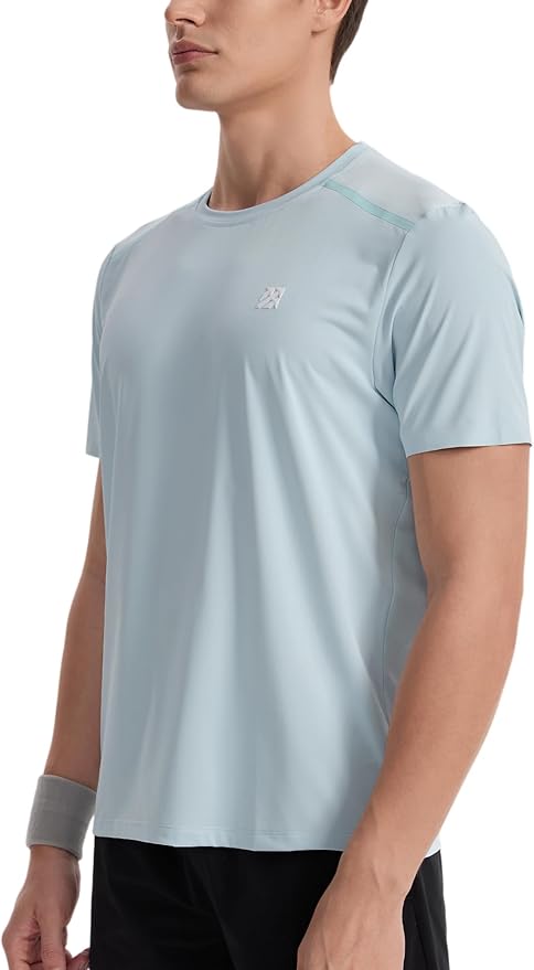 Mens Seamless Workout T-Shirts Lightweight Moisture Wicking Running Hiking Camping Tennis Pickleball Shirts for Men