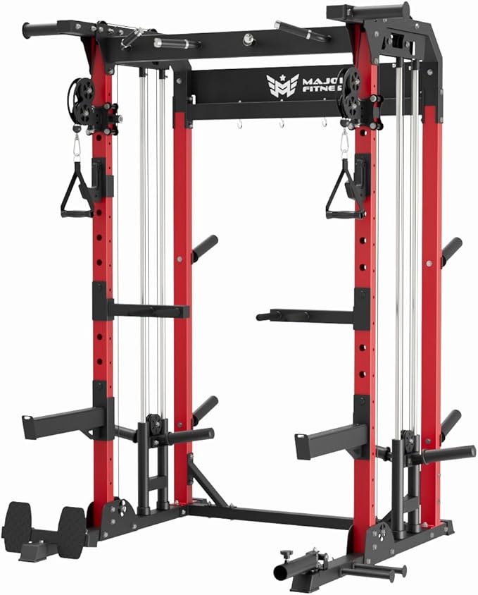 MAJOR FITNESS F22 Power Rack, 1600lbs All-in-One Squat Rack with Cable Crossover, Dual Pulley System, Heavy-Duty Steel Frame, Attachments & Storage for Home Gym Strength Training