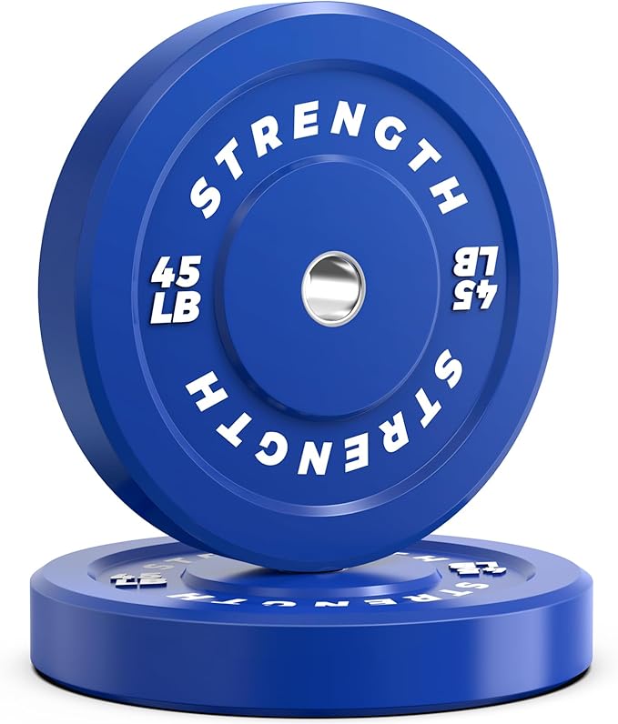 Olympic Rubber Bumper Weight Set - 2 Inch Barbell Plates for Home Gym Strength Training