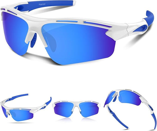 Polarized Sports Sunglasses for Men Women,UV400 Protection Sunglass for Running Cycling Fishing Hiking TR90