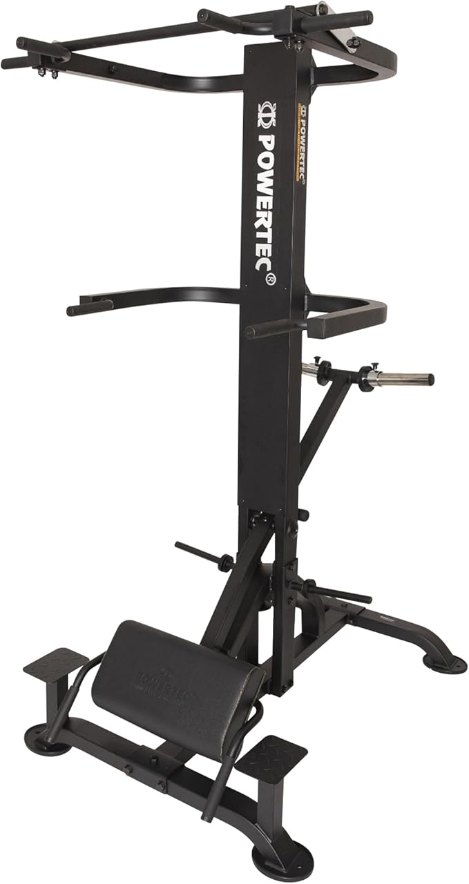 PowerTec Levergym Assisted Chin Up Bar and Dip Station, 400 lbs Max Load - Pullup Bar and Home Gym Equipment with Loaded Weights for Resistance Assist - Workout Equipment for Home Workouts